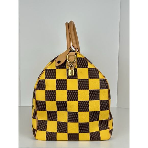 Louis Vuitton Speedy 55 Bandouliere Damier Pop Yellow and Brown Canvas - Picture 6 of 16